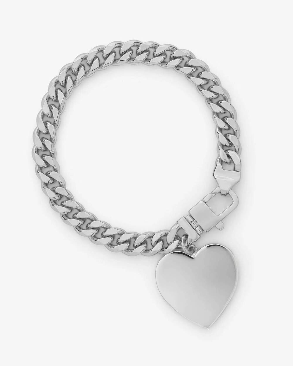 NEW MELINDA MARIA women's julian xl heart cuban chain bracelet in silver